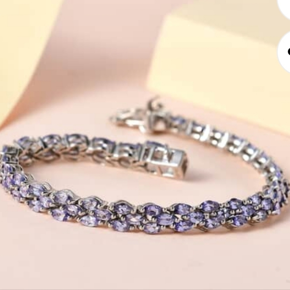 Genuine Tanzanite Tennis Bracelet in Sterling Silver New! ๐ - Picture 2 of 3